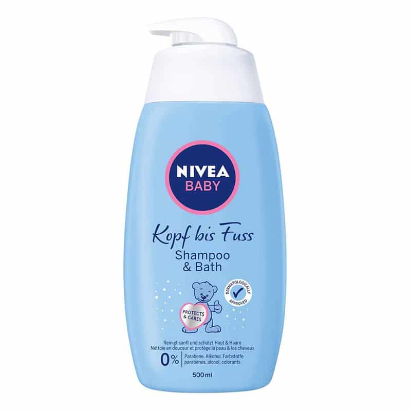 NIVEA BABY Kopf bis Fuss Shampoo & Bad (500 ml), mildes Babyshampoo & Duschgel mit beruhigender Kamille, sanftes Duschbad für Haut und Haare mit Augenschutz NIVEA BABY Kopf bis Fuss Shampoo & Bad (500 ml), mildes Babyshampoo & Duschgel mit beruhigender Kamille, sanftes Duschbad für Haut und Haare mit Augenschutz