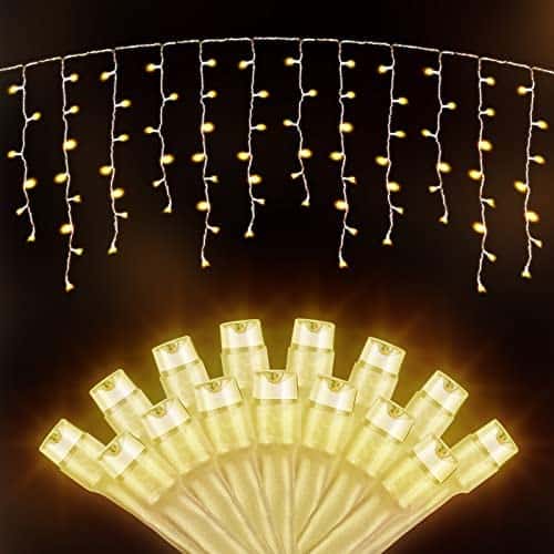 51UzgOv5VVL._AC_.jpg SALCAR Eisregen Lichterkette Aussen, LED Lichtervorhang Fenster Weihnachten, Weihnachtsbeleuchtung Innen 31V mit 8 Beleuchtungsmodi und Memory-Funktion – Bild 1