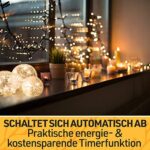LED Kugel 3er Set Glaskugel warmweiss mit Batterie, Timer, Kratzschutz, Wunderschöne LED Deko Kugeln innen, Leuchtdeko Glaskugeln, Fensterbank Deko Wohnung modern, Fensterbank Lampe, Flur Dekoration – Bild 6