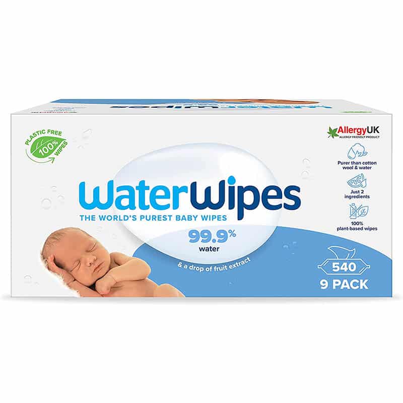 540-9 WaterWipes Feuchttücher für Babys, die reinsten Baby Feuchttücher für zarte Babyhaut, kompostierbare – Bild 1