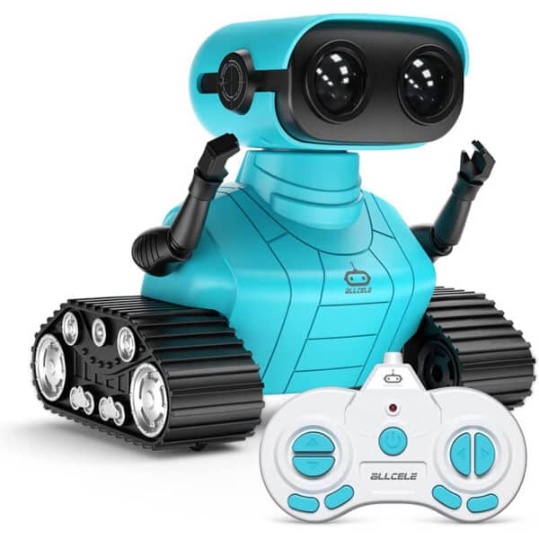ALLCELE Roboter Kinder Spielzeug, Wiederaufladbares Ferngesteuertes Roboter Spielzeug mit LED-Augen Musik und Interessanten Geräuschen für ab 3 4 5 6 7 8 Jahre Jungen und Mädchen Geschenk