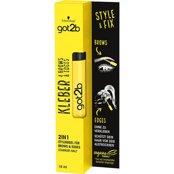 got2b Kleber 4 Brows &-Edges, 2in1 Brow Gel & Haar Mascara, mit praktischer, zweiseitiger Eyebrow Brush zum Stylen und Babyhaare Fixieren, vegane Formel, 16 ml