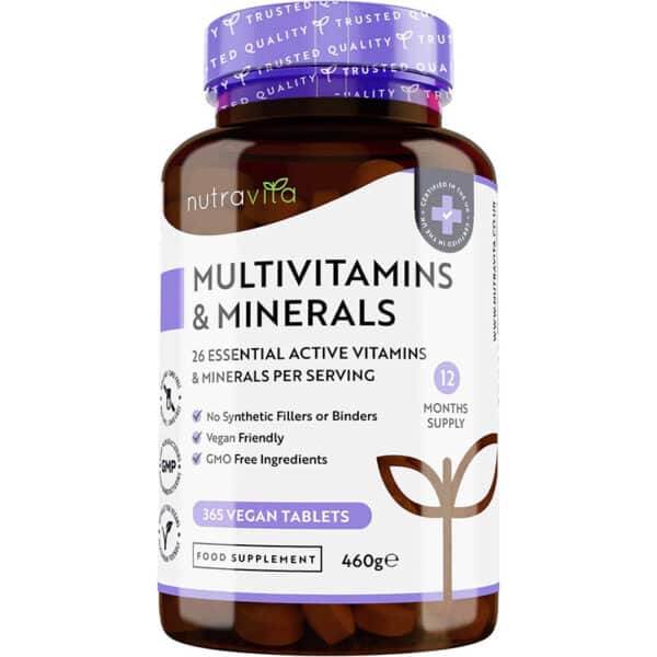Multivitamin & Mineralstoffe - 365 hochdosierte Tabletten mit Bioaktiv-Formen und Premium-Rohstoffen - Unabhängig Laborgetestet - vegane, Multivitamintabletten mit 26 aktiven Vitamine & Mineralstoffe