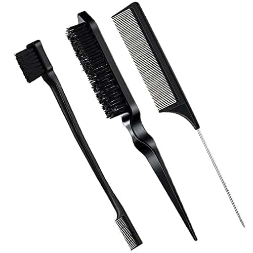414F17jZdzL.jpg 3 Stück Toupier Bürste Set Doppelkanten Bürste und Kamm Borsten Haarbürste Kamm Pflege Kanten Bürste Kämme Robuster Rattenschwanz Kamm für Friseurin Frauen Baby Kinder – Bild 1