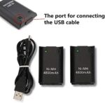 OSAN 2x 4800mAh Ni-MH "Direct-Charge" wiederaufladbar Batterie Akkus für XBOX 360 Remote Controller mit Ladekabel – Bild 3