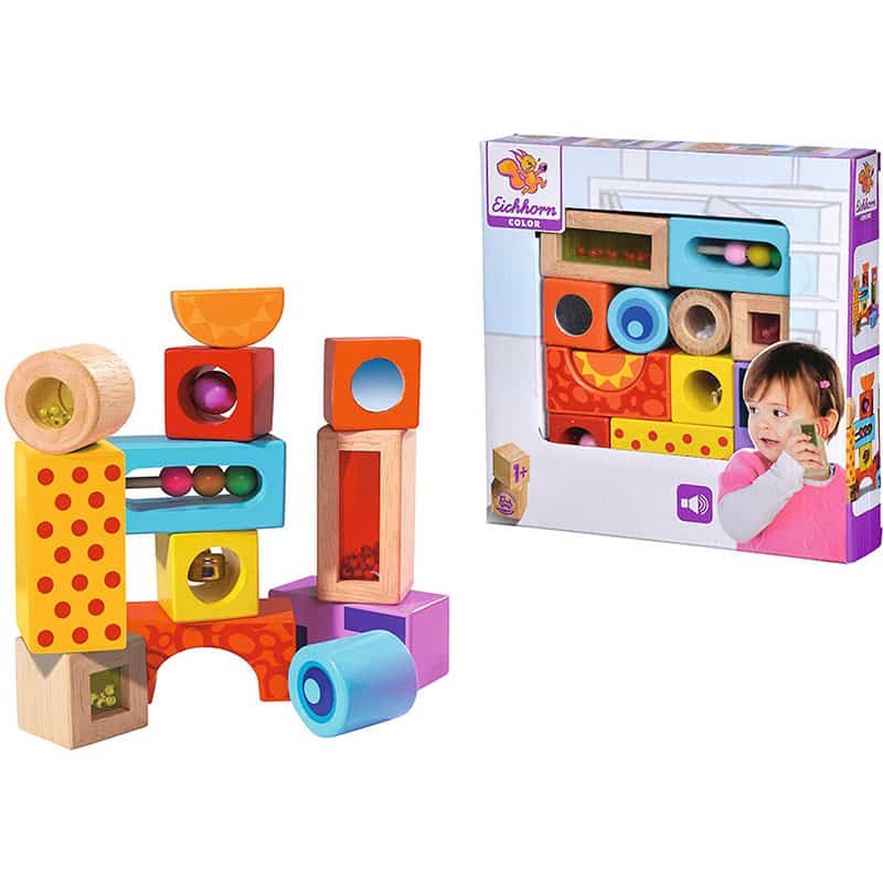 71fxFgAP-bL._AC_SL1500_ Eichhorn, Klangbausteine, 12 bunte Holzbausteine die Geräusche machen, für Kinder und Babys ab 12 Monaten, Holzspielzeug – Bild 1