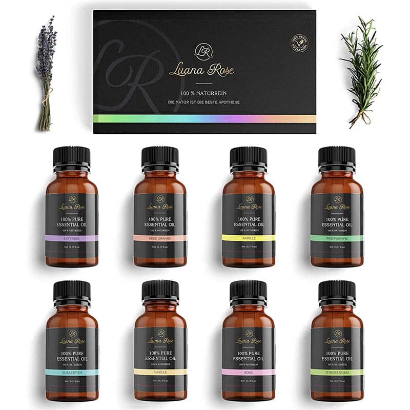 8x Luana Rose Ätherische Öle Set - 8x-12x Duftöle 100% Naturrein für Diffuser - Aromatherapie Aroma Öl Geschenkset für Luftbefeuchter - Essential Oils für Massage Kerzen Seife – Bild 1