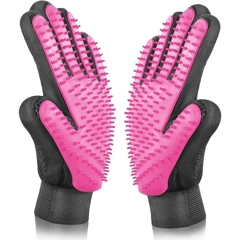 PINK BYETOO Premium Fellpflegehandschuh für Hund & Katze, Hundehaare & Katzenhaare entfernen inkl. Massageeffekt, Fellpflege mit dem Katzen Handschuh & Hunde Handschuh – Bild 1