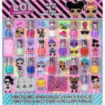 LOL Surprise Extra Large Set of 15 Nail Polishes auf Wasserbasis für Mädchen, glitzernde & undurchsichtige Farben, mit Zehenabstandshaltern und Nagelstickern, ab 3 Jahren, 18 Stück