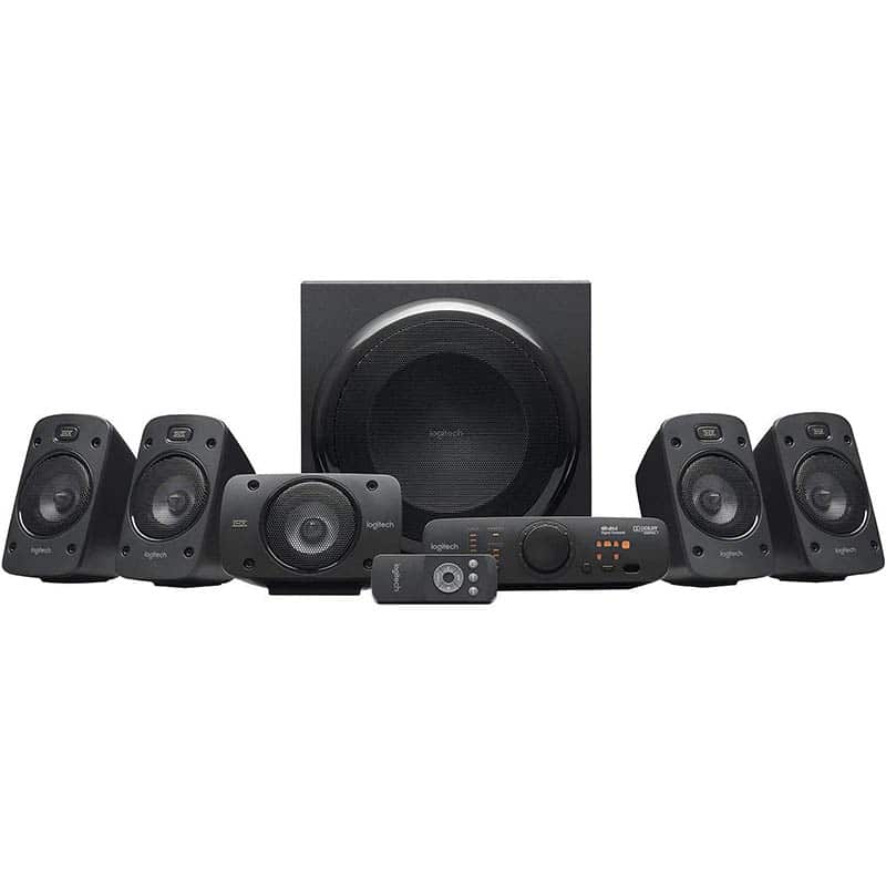 mitbluetooth Logitech Z906 5.1 Sound System, Lautsprecher mit 1000 Watt Surround Sound, THX, Mehrere Audio-Eingänge, Fernbedienung, EU Stecker, PC/PS4/Xbox/Stereo-Anlage/TV/Smartphone/Tablet – Bild 1