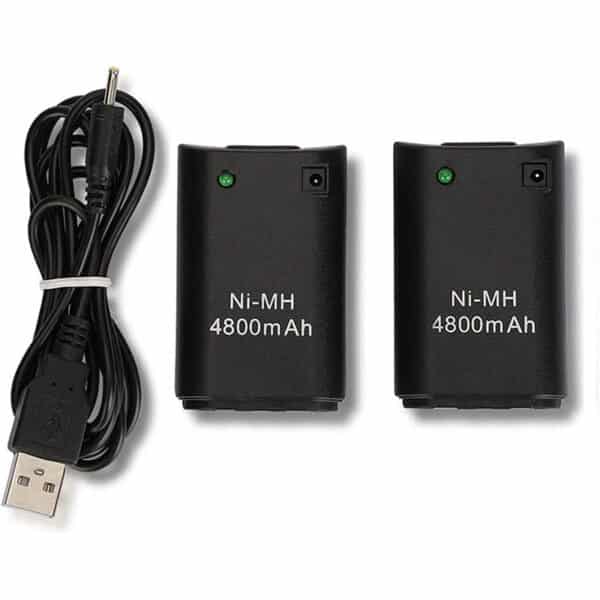 OSAN 2x 4800mAh Ni-MH "Direct-Charge" wiederaufladbar Batterie Akkus für XBOX 360 Remote Controller mit Ladekabel