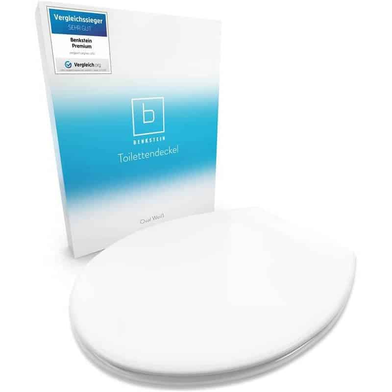toilet Benkstein® Premium Toilettendeckel antibakteriell weiss - Duroplast Klodeckel mit Quick-Release-Funktion und Softclose Absenkautomatik - Toilettensitz aus rostfreiem Edelstahl abnehmbar WC Sitz – Bild 1