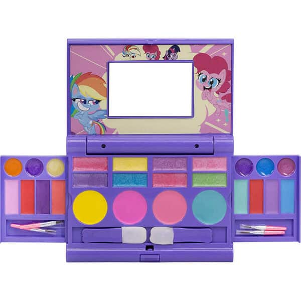 Townley Girl My Little Pony Hasbro Kompaktes Kosmetikset mit Spiegel, 14 Lipglosse, 4 Wangenschimmer, 8 Augenschimmer Beauty Kit Box Spielzeugset für Mädchen Kinder