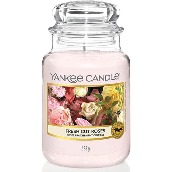 Yankee Candle Duftkerze im Glas (gross) – Fresh Cut Roses – Kerze mit langer Brenndauer bis zu 150 Stunden – Perfekte Geschenke für Frauen