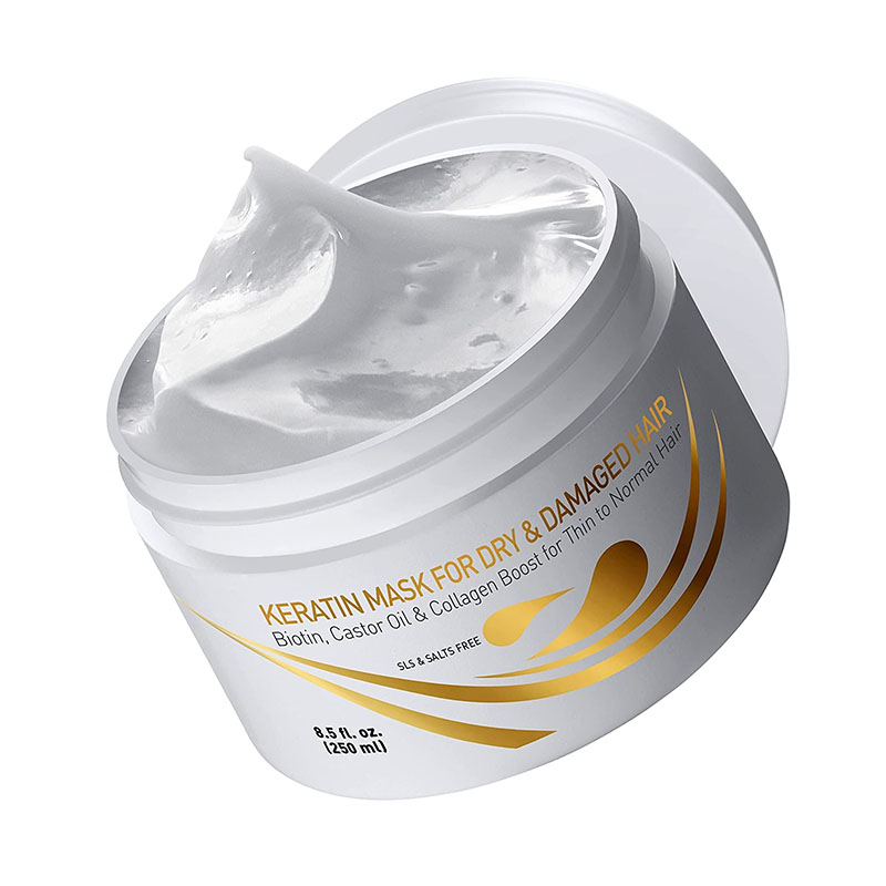 250 ml (1er Pack) VITAMINS hair cosmetics, Vitamins Haarmaske Keratin Haarkur Behandlung, Biotin, Castor Oil, Collagen Protein & Kokosöl Deep Conditioner für geschädigtes dünnes trockenes strapaziertes Haar – Bild 1