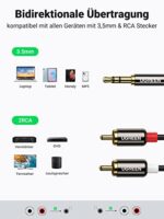 UGREEN Klinke auf Cinch Kabel 3,5mm Klinke Chinch Stereo Audio Kabel für TV, PC, Handy, MP3-Player, Lautsprecher, Heimkino, Autoradio, Tablet, Verstärker, Soundbar usw. – Bild 2