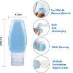 Uervoton Silikon Reiseflaschen Set mit Transparent Kulturbeutel, Handgepäck Kosmetiktasche, Auslaufsicher Reisebehälter für Shampoo Creme Spülung Körperpflege und Andere Flüssige – Bild 2