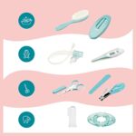 Babymoov Baby Kulturtasche, Pflege Set, für Babys, 9 teilig, mit digitalem Fieberthermometer, Nasensauger – Bild 3