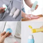 Uervoton Silikon Reiseflaschen Set mit Transparent Kulturbeutel, Handgepäck Kosmetiktasche, Auslaufsicher Reisebehälter für Shampoo Creme Spülung Körperpflege und Andere Flüssige – Bild 4