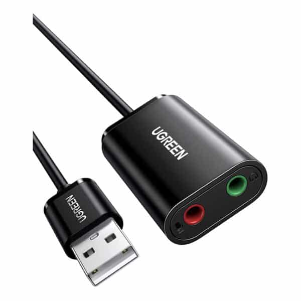 UGREEN Externe USB Soundkarte Klinke USB Adapter für Computer, PS5, PS4, USB Audio Stereo Adapter External Sound Card (Schwarz)