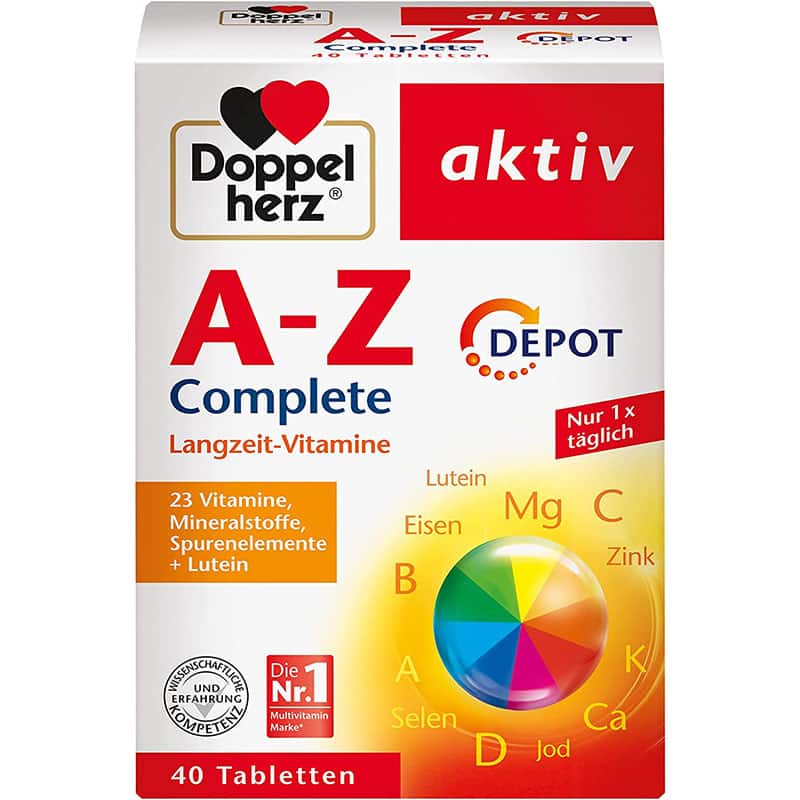 az Doppelherz A-Z Complete DEPOT Langzeit-Vitamine – 23 , Mineralstoffe & Spurenelementen plus Lutein – 40 Retard-Tabletten – Bild 1