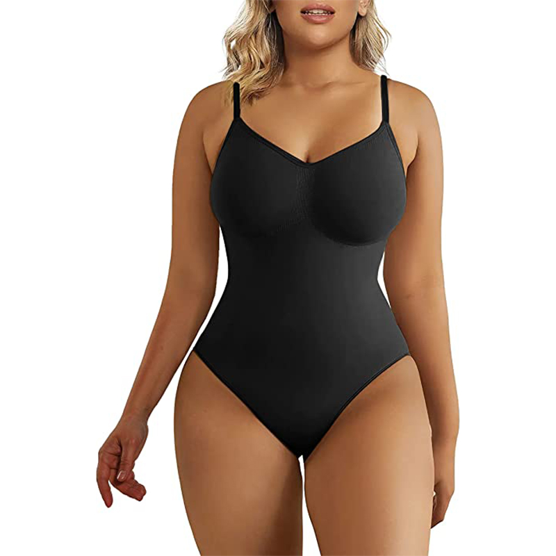 black SHAPERX Bodysuit Figurenformend Damen Body Shaper Bauchweg Sculpting Shapewear Tanga Ganzkörper Formende Bodys Verstellbarer Schultergurt – Bild 1