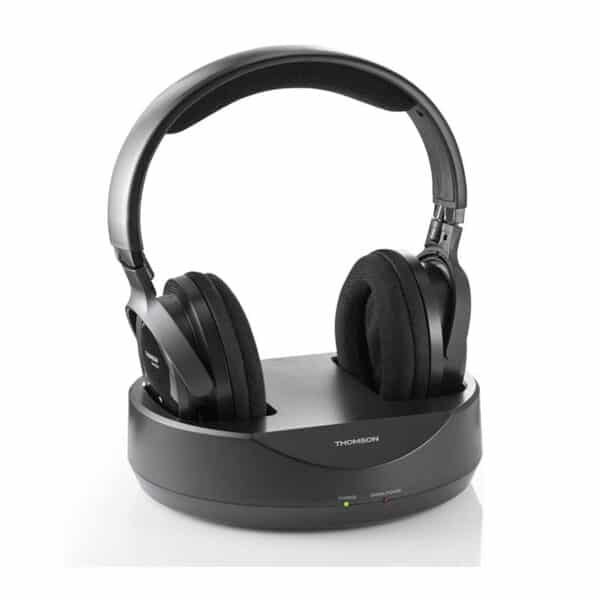 Thomson kabelloser Funk-Kopfhörer mit Ladestation (Over-Ear-Kopfhörer für Fernseher/TV, schnurloser Kopfhörer mit Reichweite 100 m, 863 MHz, PLL-System)