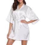 Vlazom Kimono Robe Damen Morgenmantel Kurzer Satin Bademantel Mit Gürtel V-Ausschnitt Kimono – Bild 2
