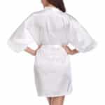 Vlazom Kimono Robe Damen Morgenmantel Kurzer Satin Bademantel Mit Gürtel V-Ausschnitt Kimono – Bild 5