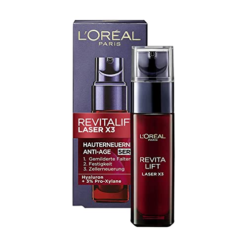 412NdzoDEmL.jpg L'Oréal Paris Serum, Revitalift Laser X3, Anti-Aging Gesichtspflege mit 3-fach Wirkung, Mit Hyaluronsäure, 30 ml – Bild 1