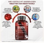 Eisen Tabletten - 365 vegane Eisentabletten für 1 Jahr Vorrat | Eisen 14mg mit 160mg natürlichem Vitamin C & Vitamin B Komplex (B1, B2, B3, B6 & B12) – Bild 2
