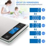 NBPOWER Küchenwaage Digital，Küchenwaage 10KG Grau Digitalwaage Haushaltswaage digital，Elektronische Waage küchen mit Grosser Edelstahl Wiegefläche Gramm 1 g Richtigkeit – Bild 2