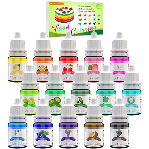 51NZnScUSnL.jpg Lebensmittelfarbe - 15 Flüssige Lebensmittel Farben Set für Kuchen Backen, Kekse, Macaron - Hochkonzentrierte Food Coloring für Kuchendekoration, DIY Slime, Kunsthandwerk Einfärben - 6ml jeder – Bild 1