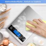 NBPOWER Küchenwaage Digital，Küchenwaage 10KG Grau Digitalwaage Haushaltswaage digital，Elektronische Waage küchen mit Grosser Edelstahl Wiegefläche Gramm 1 g Richtigkeit – Bild 7