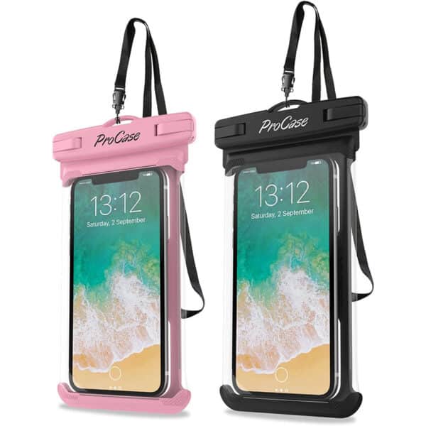 ProCase 2 Stück wasserdichte Uni Handyhülle Waterproof Phone Case bis 6.9" Unterwasser Handytasche für iPhone 14 13 12 11 Pro Max/Galaxy A13 A53 S22 S21 und Weiteren Smartphones