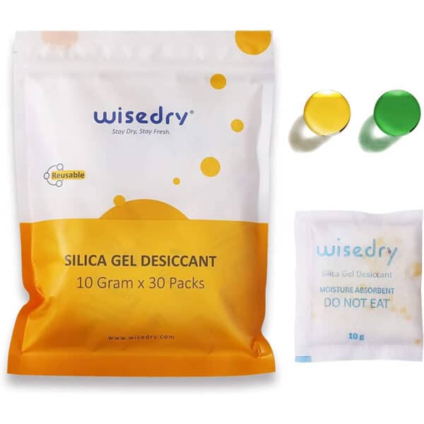 Wisedry Silica Gel Sachets Beutel mit Orangenperlen Feuchtigkeitsanzeige Trockenmittel Packs Feuchtigkeitsabsorber zur Entfernung von Lufttrockner Feuchtigkeit, Lebensmittelqualität