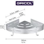 GRICOL Eckablage Duschkorb Duschregal ohne Bohren Duschablage Space Aluminum Mit 4 Haken Dusche Ablage Badregal mit Aufkleber Badezimmerregal für Bad und Küche 2 Etagen – Bild 5
