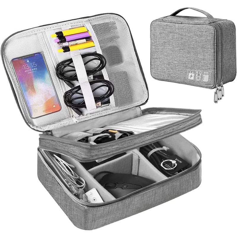 k2 HCFGS Organizer Tasche, Reise Elektronik Etui 3 Schicht Grosse Kapazität Multifunktional Wasserdicht Stossfest Case für Kabel, ipad, Ladegerät, Handy, Festplatten, Powerbank, etc – Bild 1