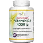 Vitamin D 4000 IE – 400 leicht einnehmbare Premium Vitamin D3-Mikrotabletten – Alle vier Tage eine hochwirksame Tablette Cholecalciferol VIT D3 – Vegetarisches Nahrungsergänzungsmittel – Hergestellt von Incite Nutrition in Grossbritannien