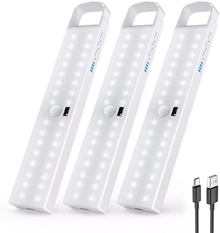 31fk1XLfbbL._AC_.jpg Racokky LED Sensor Licht 50 LEDs, Schrankbeleuchtung, Wiederaufladbar Dimmbare Schranklicht mit Bewegungsmelder, LED Küchenleuchte, Weiches Licht für Kleiderschrank, Treppe – Bild 1