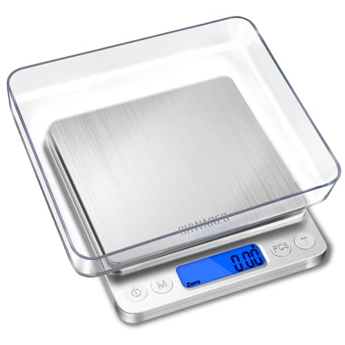 416p52lnFDL.jpg CHWARES Digitale Küchenwaage, USB-Aufladung, 3 kg / 0,1 g Mini-Lebensmittelwaage, elektrische Küchenwaage, wasserdicht, digital, wiederaufladbar, LCD-Display, Edelstahl, für Zutaten Schmuck und Kaffee – Bild 1