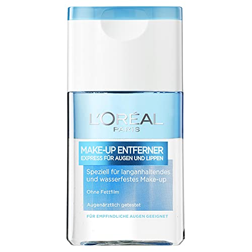 41CaZKV6BQS.jpg L'Oréal Paris Make-Up Entferner, Gesichtsreinigung speziell für langanhaltendes und wasserfestes Augen- und Lippen Make-up, Für empfindliche Augen geeignet, 1 x 125ml – Bild 1