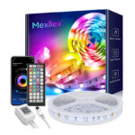 Mexllex LED Strip 5m & 15m & 30m, RGB LED Streifen, Farbwechsel LED Band mit IR Fernbedienung,16 Mio. Farben, Musik Sync, für TV Zuhause, Schlafzimmer, Küche, Decke, Party [Energieklasse A]