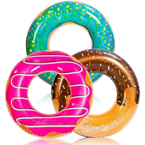 JOYIN Aufblasbarer Donut Schwimmreifen mit Glitzern 82.55cm(3er Pack), Schwimmring, Sommer Wasser Spielzeug, lustiges Pool Floats Spielzeug für Schwimmbadpartys und Donutpartydekorationen