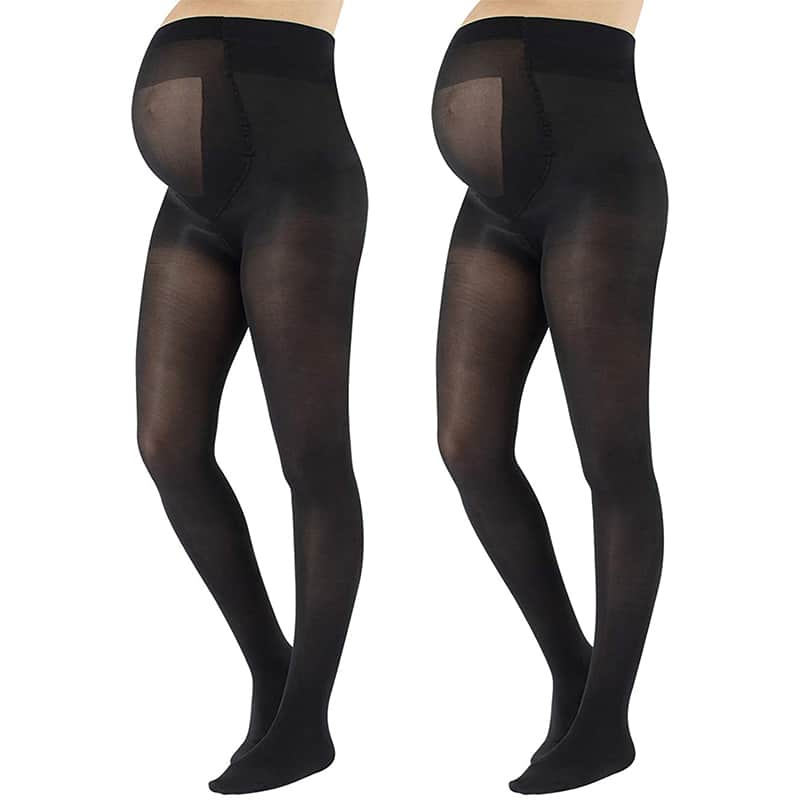 schwarz CALZITALY 2 Paar Blickdichte Umstandsstrumpfhose | Elastische Geformte Schwangerschaftsstrumpfhosen Komfort Übergangszeit Mode – Bild 1