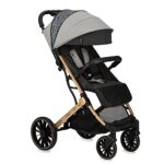 MoMi ESTELLE DAKAR Kinderwagen ab 6. Monat (bis 22 kg), klappbarer Buggy mit 5-Punkt-Sicherheitsgurt, Einkaufskorb Liegefunktion, Teleskop-Stange zu Ziehen, steht nach Zusammenklappen Leopard – Bild 10