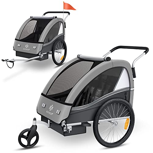 41cb587daAL.jpg KESSER® Kinderanhänger Fahrradanhänger Sport-RX 2 in 1 Joggerfunktion Kinderfahrradanhänger + 5-Punkt Sicherheitsgurt 360Ḟ-Vorderrad Jogger Buggy Fahrrad Anhänger 1 bis 2 Kinder max. 40kg – Bild 1