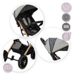 MoMi ESTELLE DAKAR Kinderwagen ab 6. Monat (bis 22 kg), klappbarer Buggy mit 5-Punkt-Sicherheitsgurt, Einkaufskorb Liegefunktion, Teleskop-Stange zu Ziehen, steht nach Zusammenklappen Leopard – Bild 4
