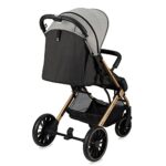 MoMi ESTELLE DAKAR Kinderwagen ab 6. Monat (bis 22 kg), klappbarer Buggy mit 5-Punkt-Sicherheitsgurt, Einkaufskorb Liegefunktion, Teleskop-Stange zu Ziehen, steht nach Zusammenklappen Leopard – Bild 13