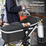 KESSER® Loops 3 in 1 Kinderwagen Kombikinderwagen komplettset incl. Babywanne & Buggy Sportsitz &Auto-Babyschale - Voll-Gummireifen - Wickeltasche/Regenschutz/Kindertisch Set Asphal – Bild 9